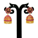 Stylish Gold Plated Ruby Jhumka/Jimikki Earrings