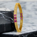 Elegant Gold Plated American Diamonds Ruby stone Bangle