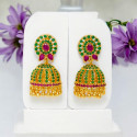 Mesmerizing Gold Plated Ruby Emerald Jhumka Earrings