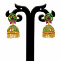 Premium Ruby Emerald And AD Small Jhumka Earrings