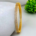 Elegant Gold Plated Purple CZ Stone Bangle