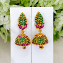 Graceful Small Ruby Emerald Jhumka Earrings For Girls