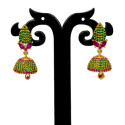 Graceful Small Ruby Emerald Jhumka Earrings For Girls