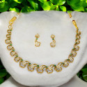 Antique Gold Plated CZ Emerald Floral Necklace Set