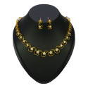 Antique Gold Plated CZ Emerald Floral Necklace Set