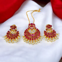 Exquisite Gold-Plated Multicolor Stones and Pearls Pendant Set