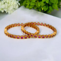 Alluring Matte Gold Plated Ruby Stone Bangles