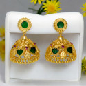 Classy Premium Gold Plated Green Palakka Jhumki