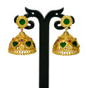 Classy Premium Gold Plated Green Palakka Jhumki