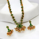 Stunning Antique Floral Emerald Stone Necklace Set