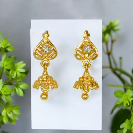 Cute Gold Plated Very Small Kids Stone Jhumka