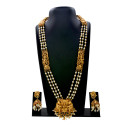 Ethnic Antique Lakshmi-Peacock Pearls Long Necklace Set