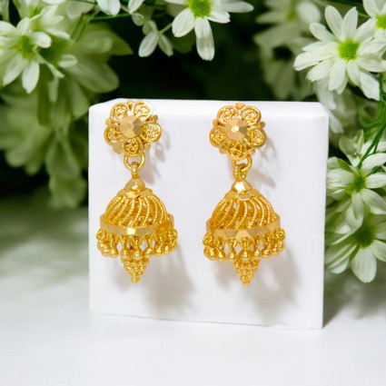 Gold Plated Grape Bunch Hanging Jimikki/Jhumkas Earrings