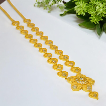 Trendy Gold Plated Designer CZ Hearts Long chain