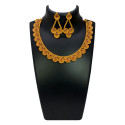 Trendy Designer Ruby Emerald Matte Necklace Set