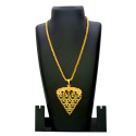 Kerala Gold Plated Big Green Palakka Peacock Pendant Chain