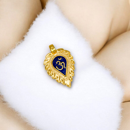 Designer Gold Plated Blue Enamel Om Thali Pendant