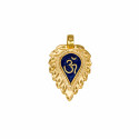 Designer Gold Plated Blue Enamel Om Thali Pendant