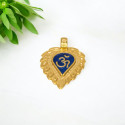 Designer Gold Plated Blue Enamel Om Thali Pendant