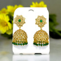 Antique Gold Plated Beads Hanging Kundan Jhumka Earrings