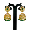 Antique Gold Plated Beads Hanging Kundan Jhumka Earrings