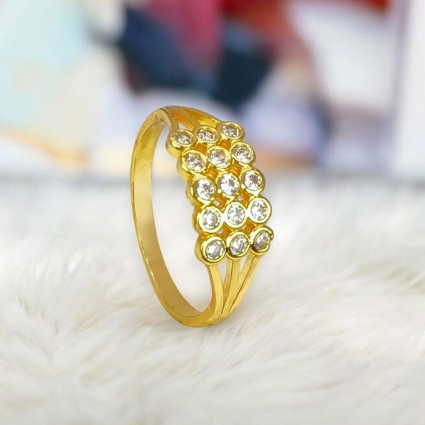 Exquisite Gold Plated Triple Band Cubic Zirconia Stone Finger Ring