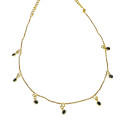 Trendy Gold Plated Stone Hanging Choker Necklace