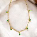 Trendy Gold Plated Stone Hanging Choker Necklace