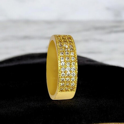 Stunning Round Gold Plated American Diamond Ring