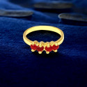 Stylish Gold Plated Red Stone Ladies Finger Ring