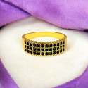 Dazzling Gold Plated Triple Line Stones Finger Ring