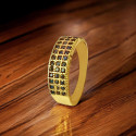 Dazzling Gold Plated Triple Line Stones Finger Ring