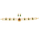 Trendy Gold Plated Green Nagapadam Ruby Choker Set