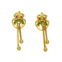 Stylish Gold Plated Box Chain Tassels Stone Earrings