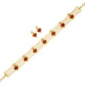 Trendy Gold Plated Palakka Ruby Choker Necklace Set