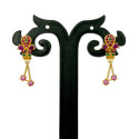 Stunning Gold Plated Ruby Emerald Floral Drop Earrings