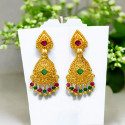 Stylish Gold Plated Ruby Emerald Designer Drop Earrings