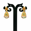 Stylish Gold Plated Ruby Emerald Designer Drop Earrings