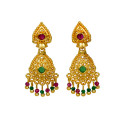 Stylish Gold Plated Ruby Emerald Designer Drop Earrings