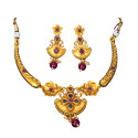 Trendy Designer Ruby Matte Necklace Set