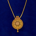 Stunning Gold Plated Round Ruby Pendant Chain