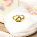 Charming Gold Plated Stone Ladies Heart Finger Ring