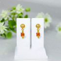 Vibrant Gold Plated Coral Drop Earrings For Girls