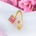 Gold Plated Alluring Two Jaw Ruby Finger Ring