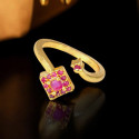 Gold Plated Alluring Two Jaw Ruby Finger Ring