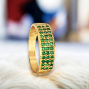 Dazzling Gold Plated Triple Line Stones Finger Ring