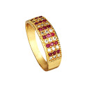 Dazzling Gold Plated Triple Line Stones Finger Ring