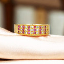 Dazzling Gold Plated Triple Line Stones Finger Ring