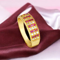 Dazzling Gold Plated Triple Line Stones Finger Ring