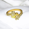 Attractive Gold Plated White Stone Floral Ring